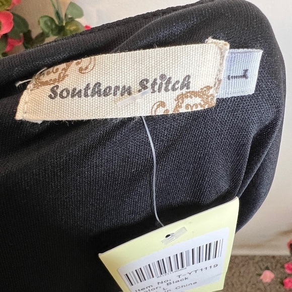 NWT Southern Stitch Black White Bohemian Spaghetti Strap Blouse Boho Western L - Picture 7 of 10